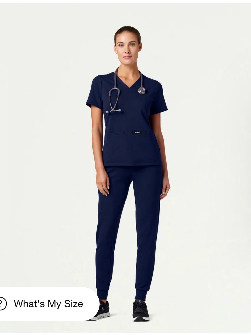 Women's Navy V-Neck Scrub Top and Jogger Pants Set